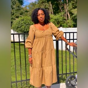 Tiered Khaki Dress